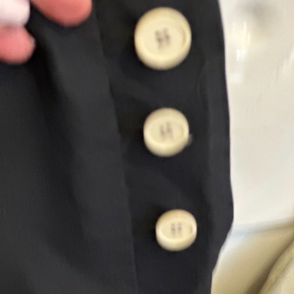 COPY - HANNOH linen lined skirt; Size 38; charcoal black with cream buttons - Picture 4 of 11